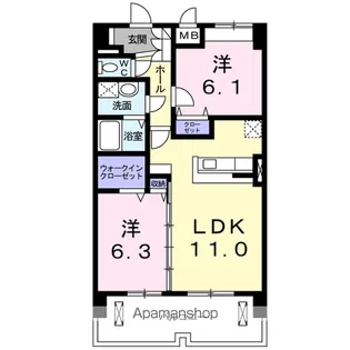 ペットマンションあかやま【3階】の間取り