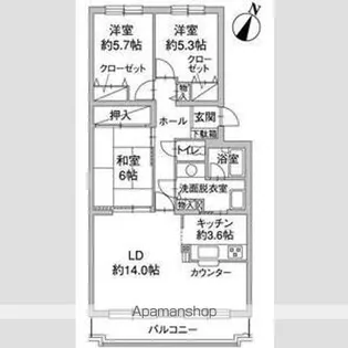 パーク・ノヴァひばりが丘南【1階】の間取り