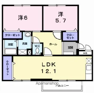 ソシア新白河A【2階】の間取り