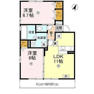 クレール森田 A【2階】の間取り