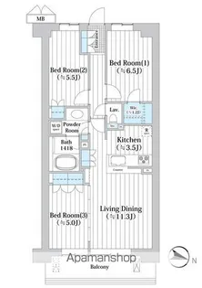 アビティグランデ砧【2階】の間取り