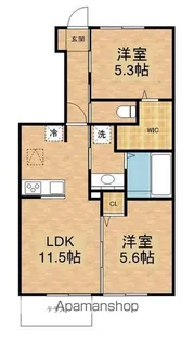 滋賀県東近江市東沖野3丁目【アパート】の間取り