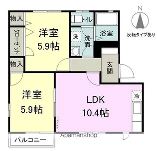 DIAS OANA F棟【F202号室】の間取り