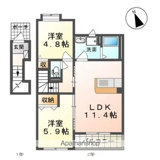プルーニャⅡ【2階】の間取り