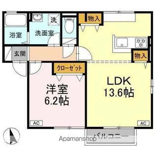 セジュール来住 A棟【1階】の間取り