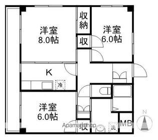 若林マンション【203号室】の間取り