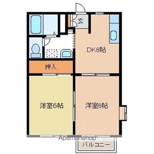 シャトルキクA【203号室】の間取り