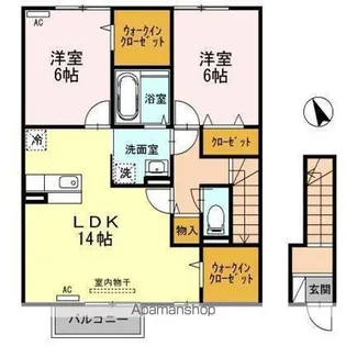 オーリー Aフラット【202号室】の間取り