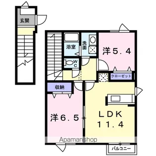 北海道江別市ゆめみ野南町【アパート】の間取り