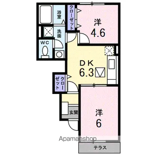 カロスアンセ弐番館【1階】の間取り