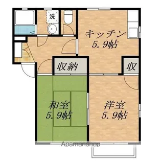 富貴原ハイツABC棟【C102号室】の間取り