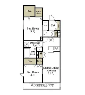 ROSE COURT(ローズコート)【205号室】の間取り