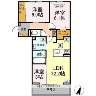 リシェスみのり台 A・B・C B棟【1階】の間取り