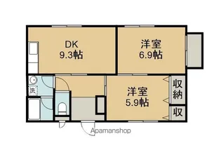 松木賃貸住宅【1号室号室】の間取り