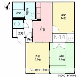 ディアス花山手 壱番館【202号室】の間取り