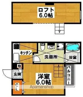 オレンジリーフ 香ヶ丘【102号室】の間取り