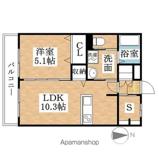 レジデンス八竜【102号室】の間取り