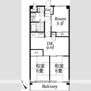 サンライズマンションB棟【1階】の間取り