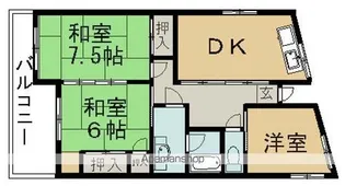 第3コーポ唐子【1階】の間取り