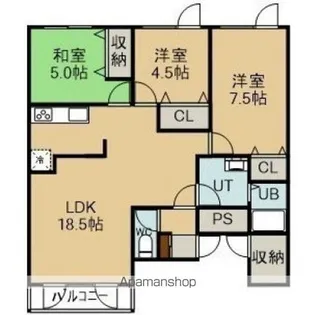 エンドレス五稜郭A棟【3階】の間取り