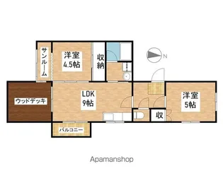 第2シャトーこがね【401号室】の間取り