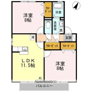 ラ・トレーフル【2階】の間取り