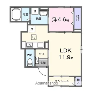 サンホワイト駅西【1階】の間取り