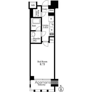 東京都新宿区若松町【マンション】の間取り