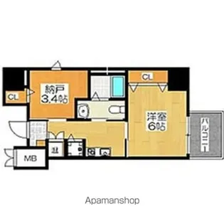 ディアコート宿屋町【1-B号室】の間取り