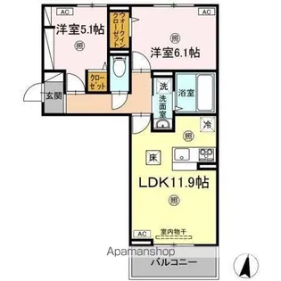 ハーベストCK【1階】の間取り