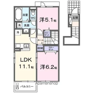 ハッピーメゾンⅧ A【2階】の間取り