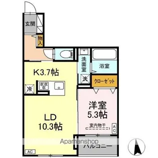 1LDKの間取り画像