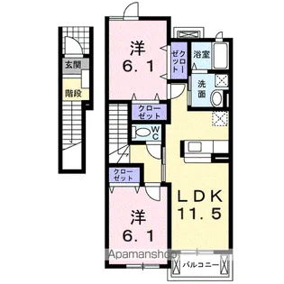 Y.J.K ハイツ【2階】の間取り