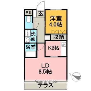 グレース西羽根【102号室】の間取り