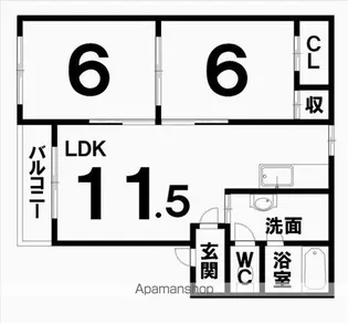 プリオール公園下町【1-D号室】の間取り
