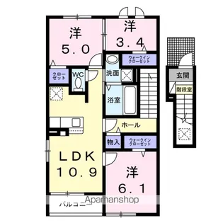 グッドリッチジオパレス西郷A【2階】の間取り