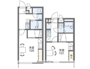 レオパレスシェルフィード山越【105号室】の間取り