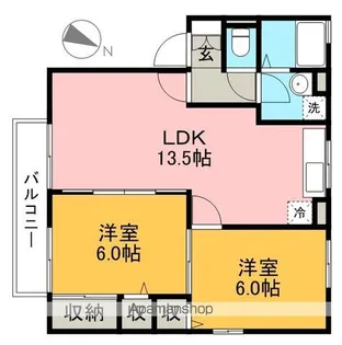 ドルフ東久万【1階】の間取り