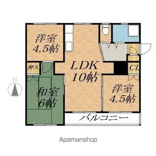 マンション五嶋【2階】の間取り