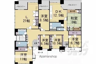 プレティナージュ御池東洞院【13F号室】の間取り