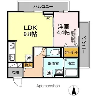 シュヴァル・ドゥーズ【2階】の間取り