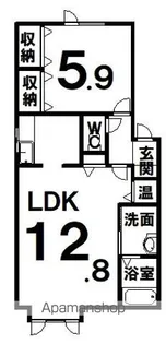 グラシアス新町【1A号室】の間取り