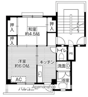 ビレッジハウス国分1号棟【4階】の間取り