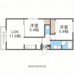 オルセー北17条【2階】の間取り