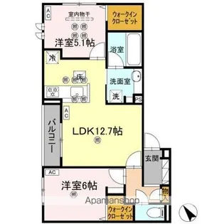 タウン庚午北【1階】の間取り
