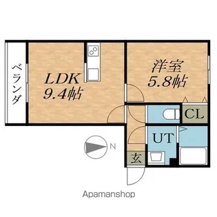 1LDKの間取り画像