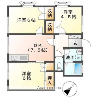 ルーミーつくば65号館【1階】の間取り