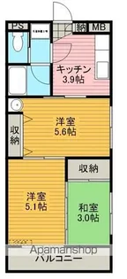 プティシャトー・宝町【3階】の間取り