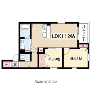 サンクレール八田【1階】の間取り