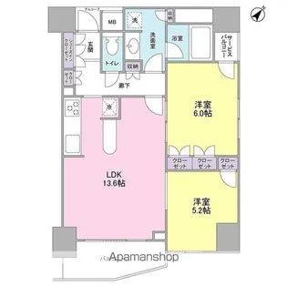 LASANTE五反田【7階】の間取り